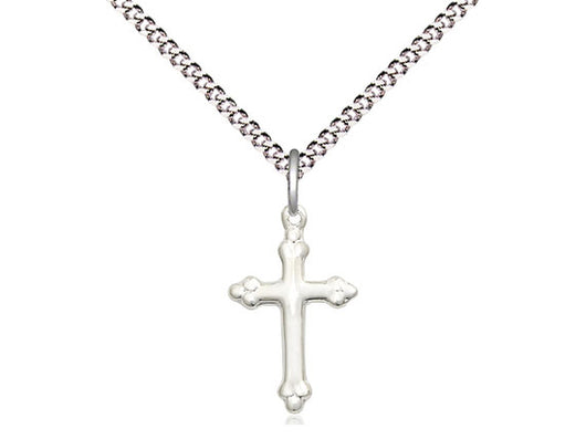 Cross Polished Sterling Silver Medal with 18” Chain