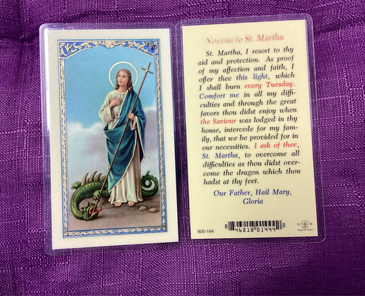 Saint Martha Novena Prayer Card