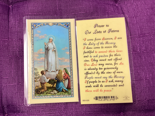 Our Lady of Fatima Prayer Card