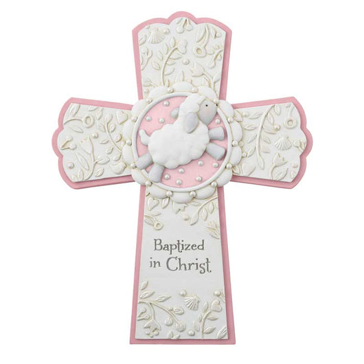 Baptized in Christ 7 in. Pink Cross