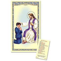 Act of Contrition Boy Kneeling Prayer Card