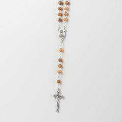 Rosary made of Olivewood with Silver Chain