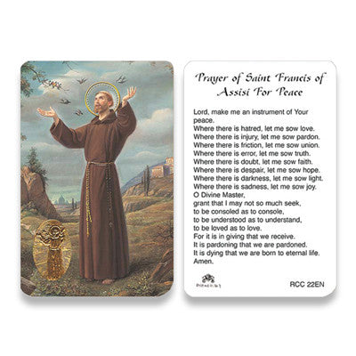 Saint Francis Prayer for Peace Embossed Medal Prayer Card