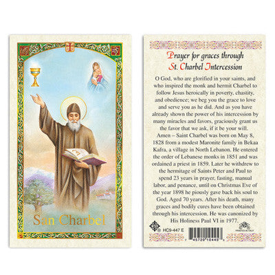 Saint Charbel Prayer Card – Veritas Catholic Books & Gifts