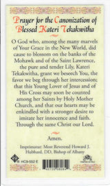 Blessed Kateri Tekakwitha Prayer Card