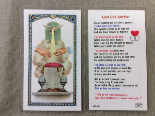 Love One Another Wedding Prayer Card