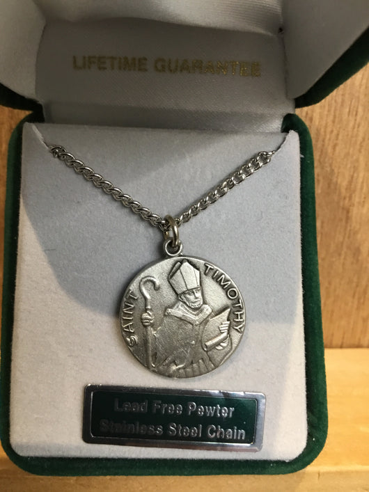 Saint Timothy Pewter Medal and 18
