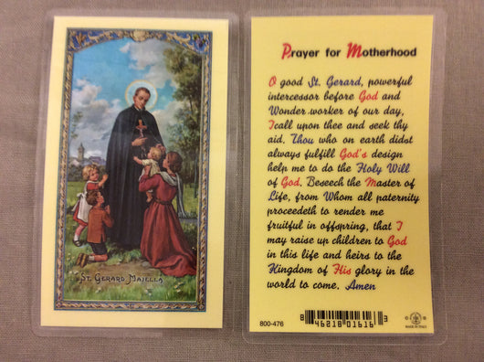Saint Gerard Prayer for Motherhood Prayer Card