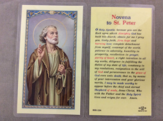 Saint Peter Novena Prayer Card
