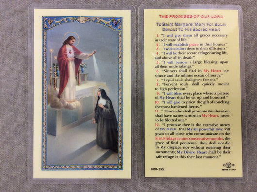 Saint Margaret Mary Alacoque  Promises of Our Lord  Prayer Card