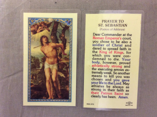 Saint Sebastian Patron of Athletes Prayer Card