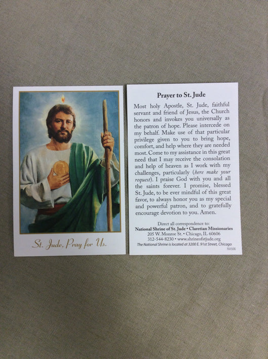 Saint Jude Cardboard Prayer Card