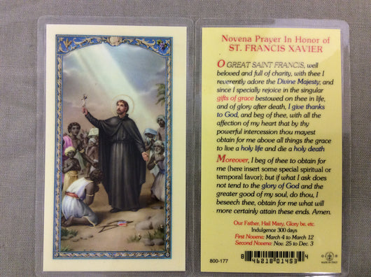 Saint Francis Xavier Novena Prayer Card