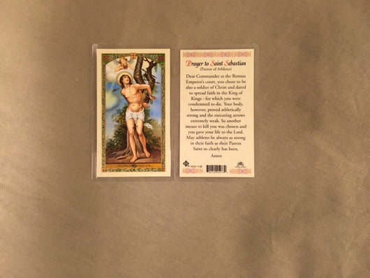 Saint Sebastian Patron of Athletes Laminated Prayer Card