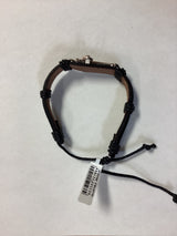 Leather Metal Cross Bracelet Black