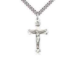 Crucifix Sterling Medal and 20” Heavy, Curb Chain
