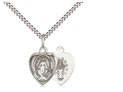 Sterling Miraculous Heart Shape Medal With 18