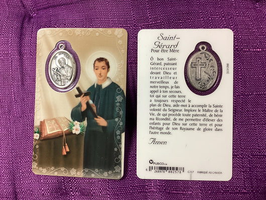 Saint-Gerard Pour Etre Mere Prayer Card Avec Medaille Integree
