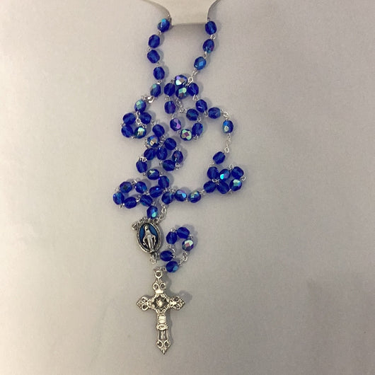 Rosary Blue Sapphire Rosary With Miraculous Medal