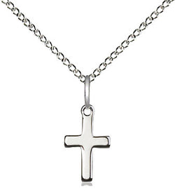 Cross Polished, Sterling Silver with 18” light curb chain
