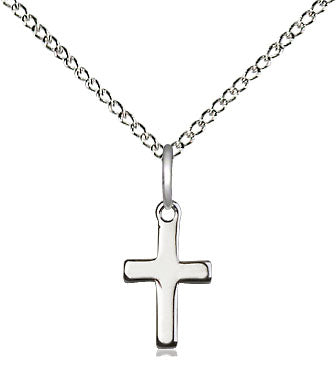 Cross Polished, Sterling Silver with 18” light curb chain