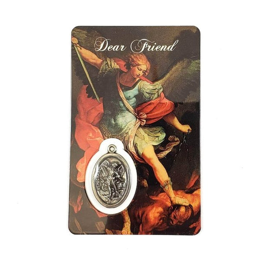 Saint Michael Prayer Card with Embedded Medal - Dear Friend