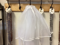 First Communion Veil 2 tier and Lace Edging With Comb