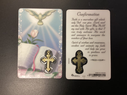 Confirmation Prayer Card with Embossed Cross