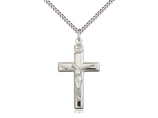 Polished, Sterling Crucifix with 18” Chain