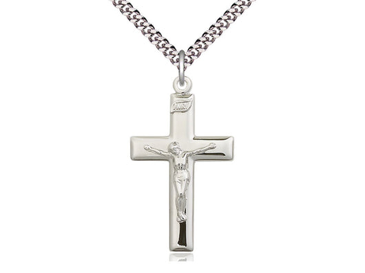Polished Crucifix, Sterling with 24” Chain