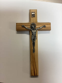 Olive Wood Crucifix 6”, with Pewter Corpus