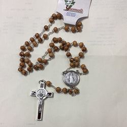 St. Benedict Rosary, 7 mm, Olive Wood