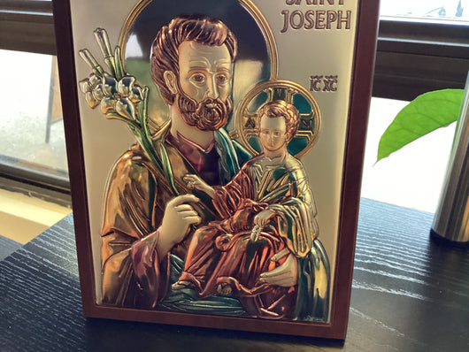 Saint Joseph Color Silver Icon 6 times 8 inches