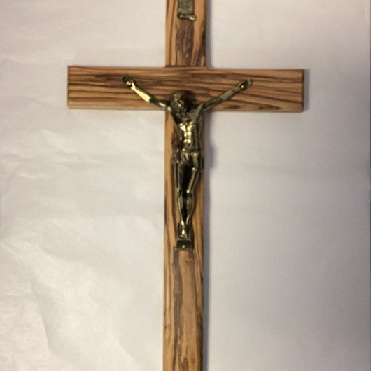 Crucifix- Olive Wood with Bronze Corpus, 16”