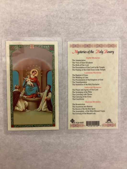 Mysteries of the Holy Rosary Prayer Card