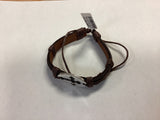 Leather Metal Cross Bracelet Brown