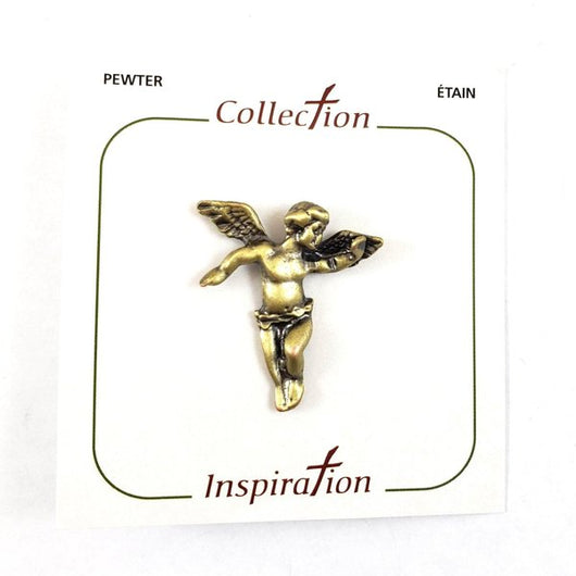 Antique Brass Pewter Angel Pin