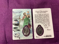 Saint Christopher Prayer Card with Embossed Medal