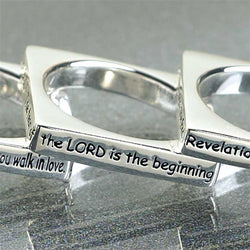 Square Ring Silver Plated - Proverbs 9-10, Size 9