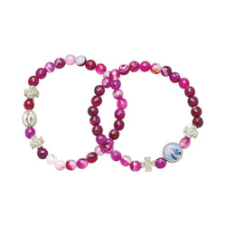 OCI Bracelet with Agate Beads Fuschia