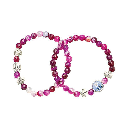OCI Bracelet with Agate Beads Fuschia