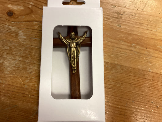 Walnut Crucifix Risen Christ 5 in.