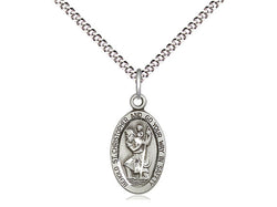 St. Christopher Sterling, Oval Medal with 18” Chain