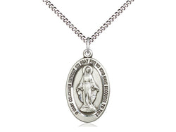 Miraculous Sterling, Oval Medal and 18” Chain