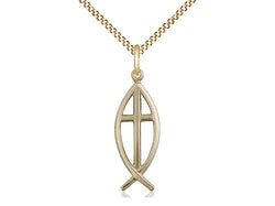 Fish/Cross Gold Medal and 18” Chain