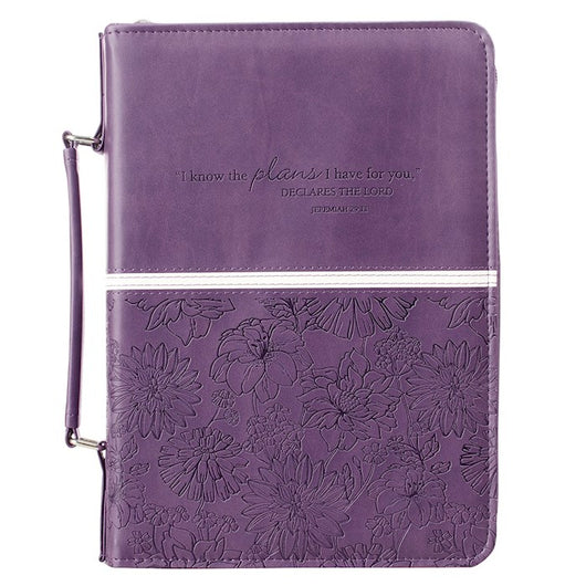Bible Cover - Trendy Luxleather, Purple, Medium