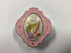 Rosary Case First Communion Metal Pink