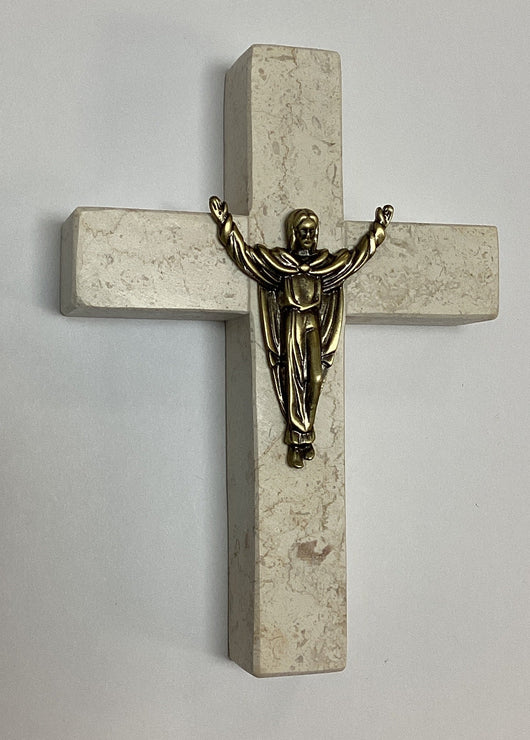 Stone Cross with Risen Christ - 4.75”
