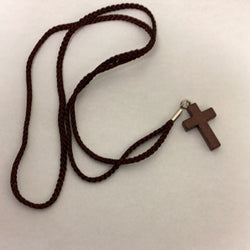 Brown Wood Cross on Natural Cord