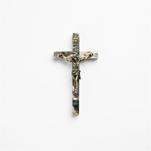 Green Mother of Pearl Crucifix